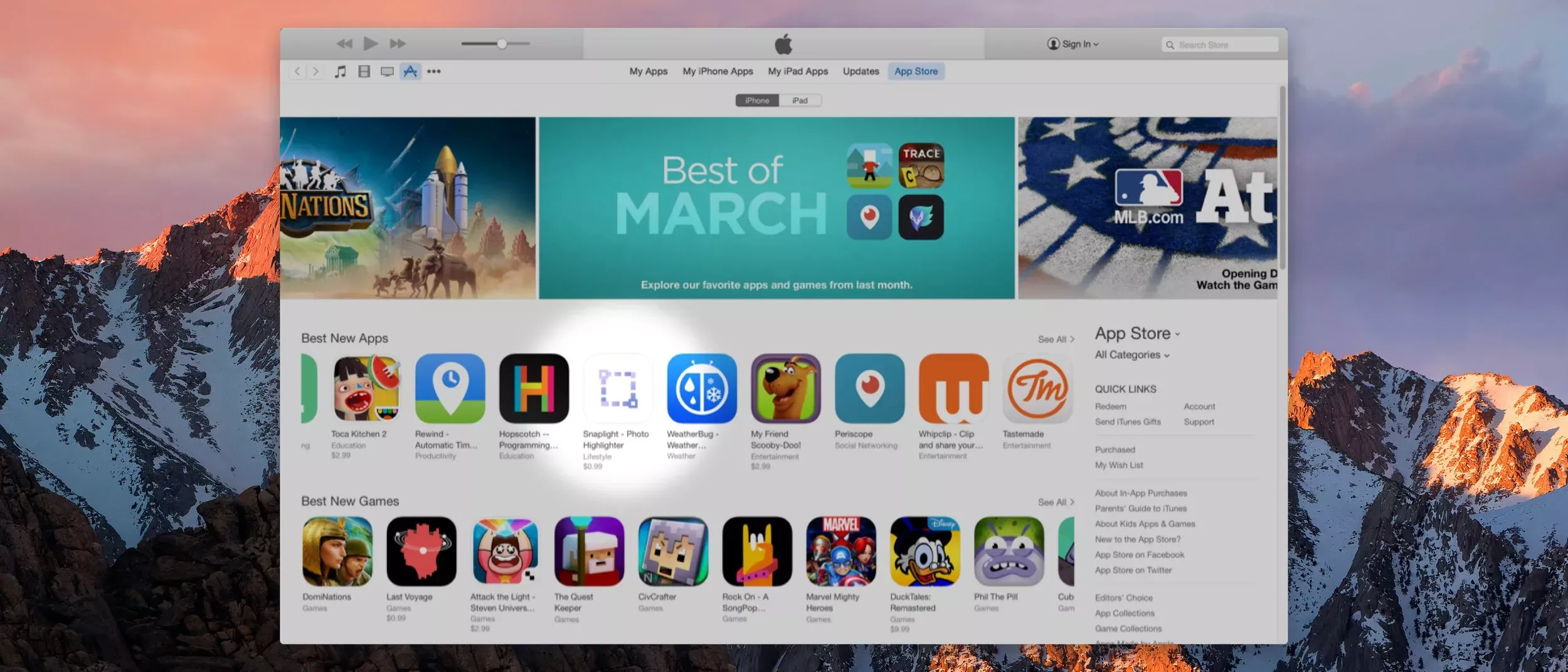Snaplight featured in the Best New Apps section of the App Store.
